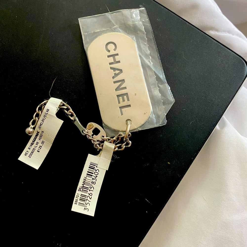 Chanel dog tag keychain